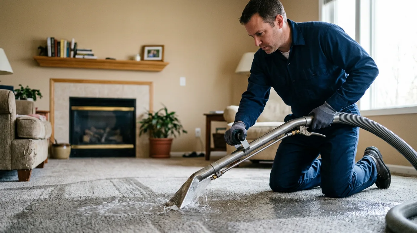 Water damage restoration technician working near Pottsville, TX